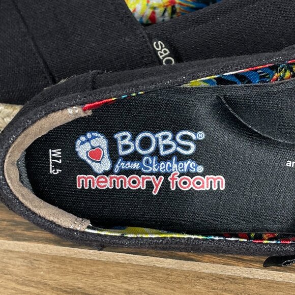 Skechers BOBS Highlights High Jinx Womens Sz 7.5 Shoes Black Canvas Espadrille - Picture 11 of 13